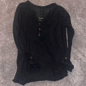 Lucky Brand black laced 3/4 sleeve top